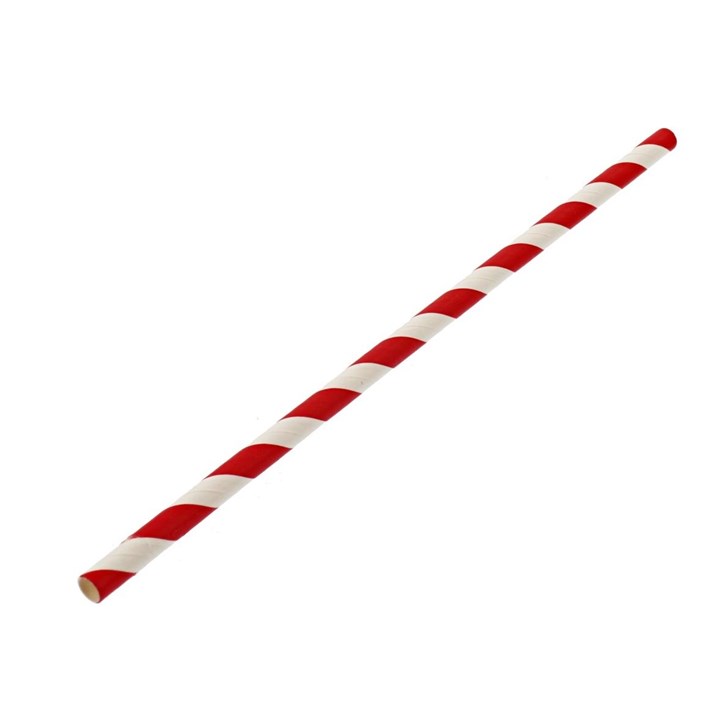 Leafware white & red stripe paper straw